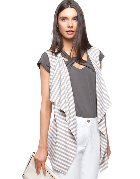 Stitches Striped Linen Jersey Cardi