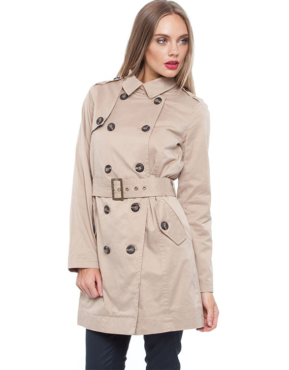 Weathered Rita Belted Trench Coat Beige