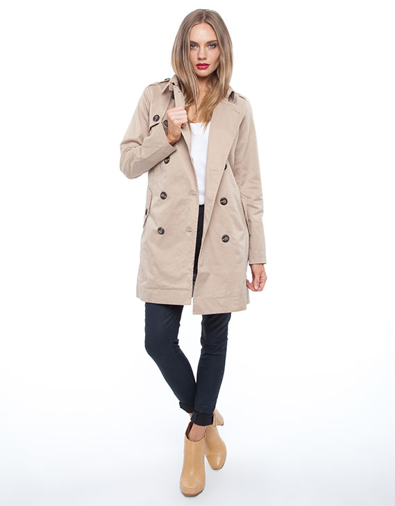 Weathered Rita Belted Trench Coat Beige