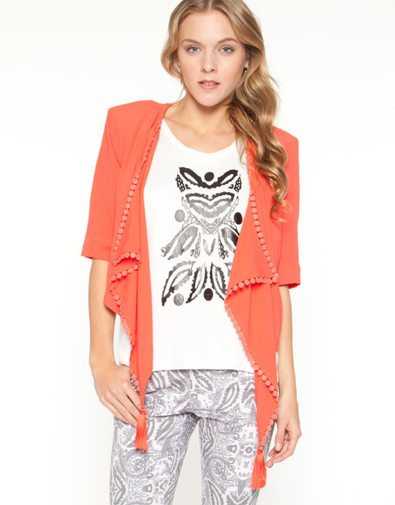 Minty Meets Munt Sierra Drape Jacket Coral