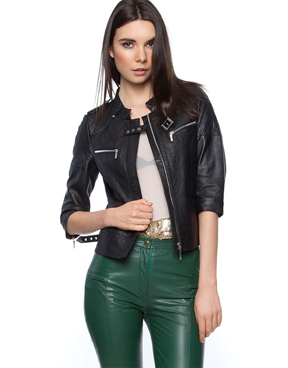 Georgia Osborne Tan Tan Leather Jacket Black