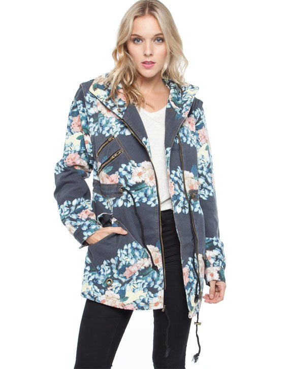 Somedays Lovin Daffodil Print Denim Parka