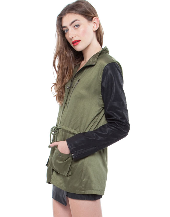 Staple the Label Military PU Sleeve Jacket