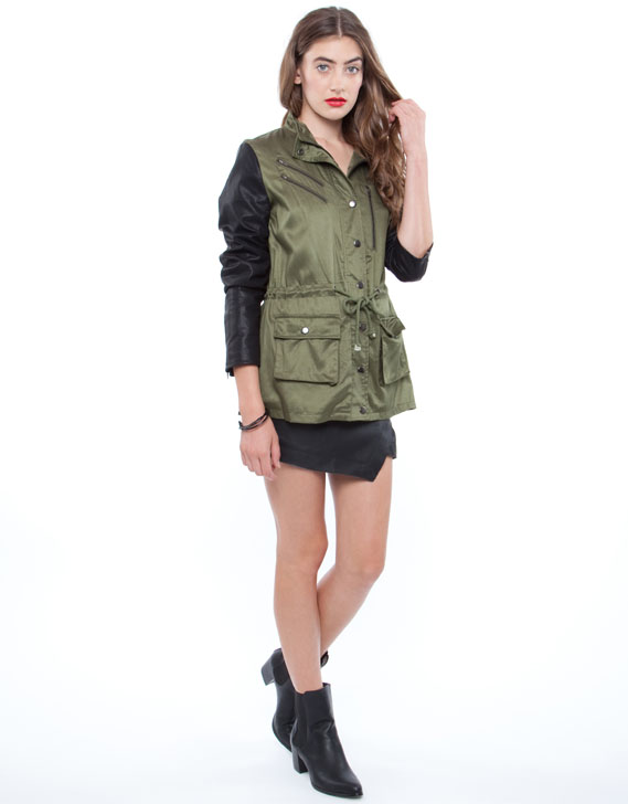 Staple the Label Military PU Sleeve Jacket