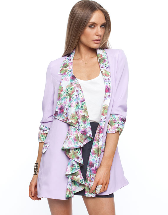 Whitney Eve Eva Ruffle Blazer Lavendar