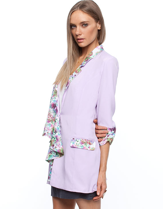 Whitney Eve Eva Ruffle Blazer Lavendar