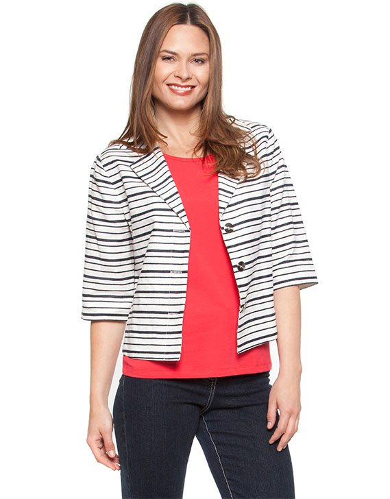 Yarra Trail 3 4 Stripe Cropped Jacket