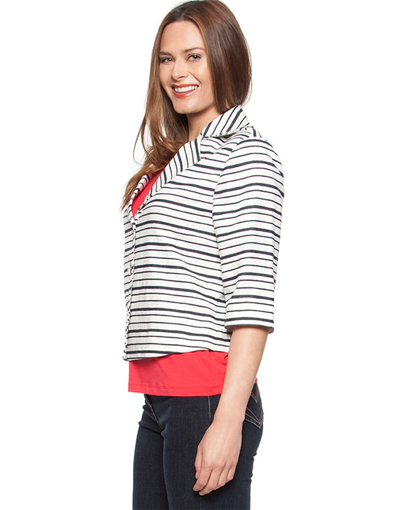 Yarra Trail 3 4 Stripe Cropped Jacket