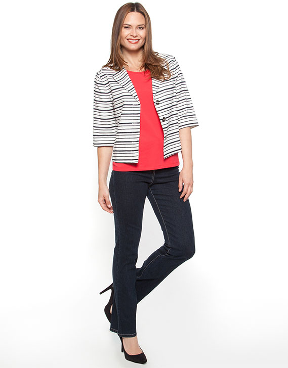 Yarra Trail 3 4 Stripe Cropped Jacket