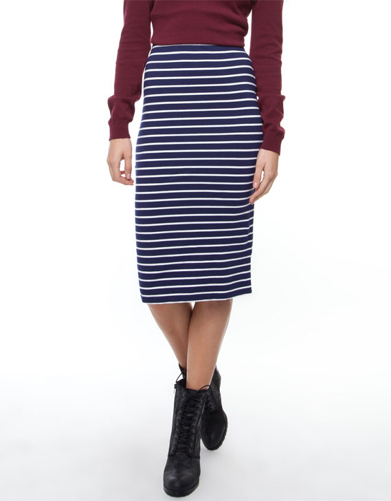 AT by ATMOS & HERE Earth Midi Skirt Navy & White