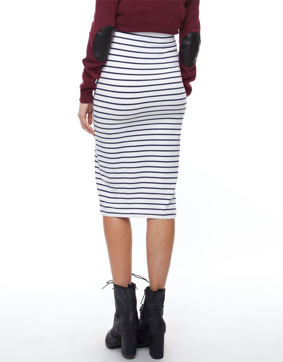 AT by ATMOS & HERE Earth Midi Skirt White & Navy