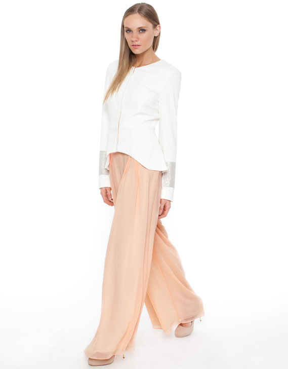 White Suede Chiffon Trousers