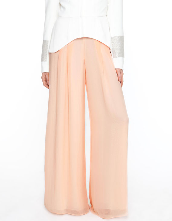 White Suede Chiffon Trousers