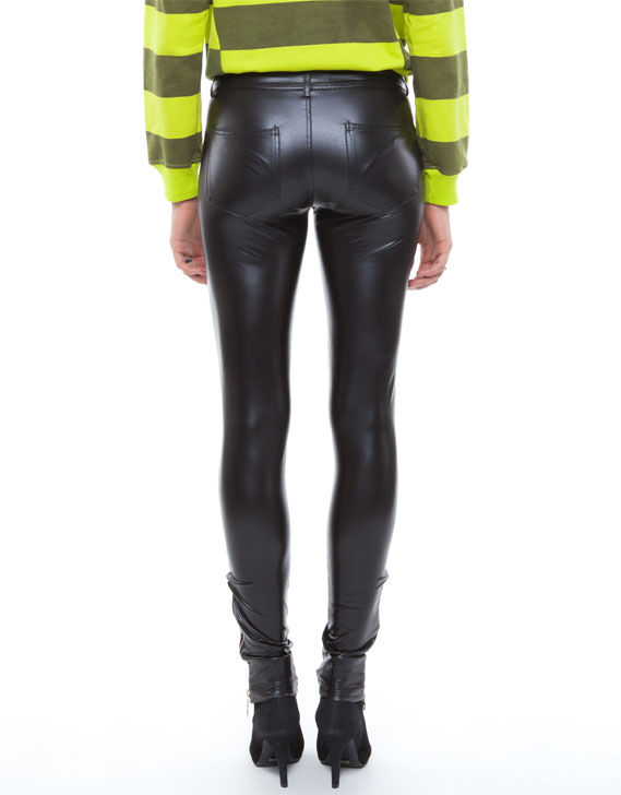 Shakuhachi Rubberised Biker Leggings