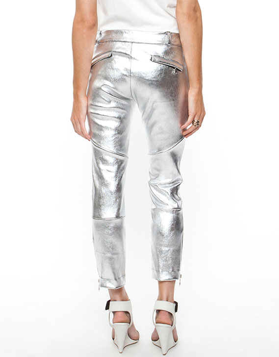 Watson x Watson Stretch Leather Moto Pants Silver