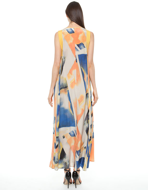 Natasha Gan Silk Side Pleat Maxi Dress