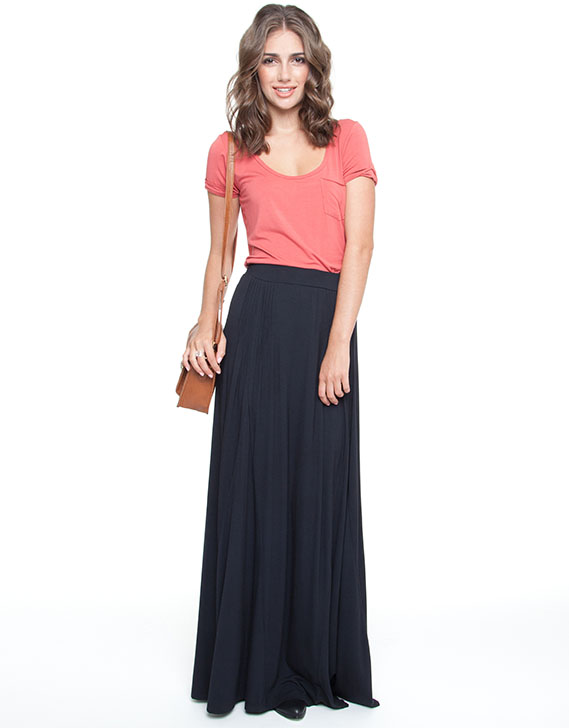 Mossee Long Maxi Skirt Black