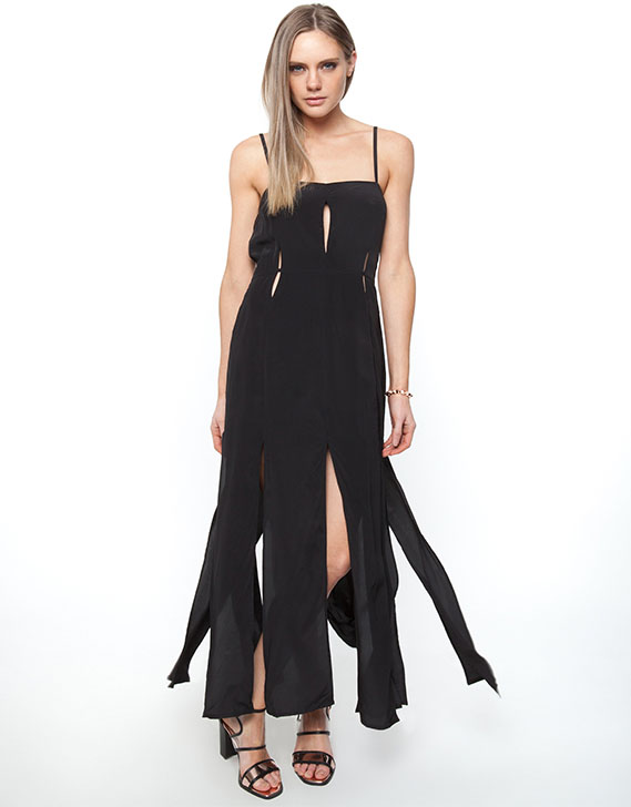 Shakuhachi Split Cami Maxi Black