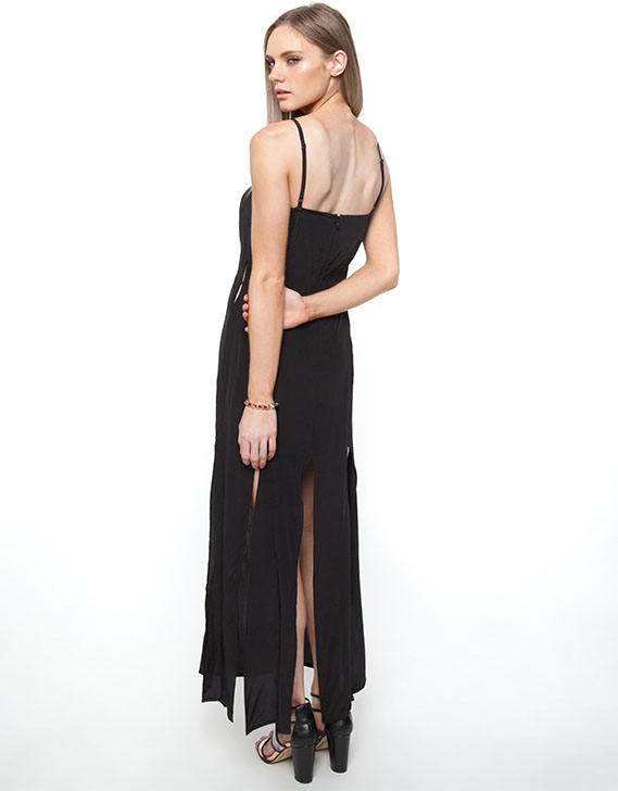 Shakuhachi Split Cami Maxi Black