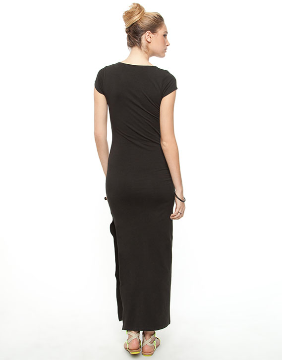 AT by ATMOS & HERE Pegasus Short Sleeve Maxi Dress Black