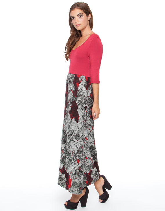 Mossee 3 4 Sleeved Maxi Dress