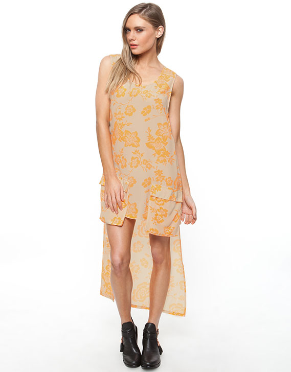 Shakuhachi Inverse Brocade Train Dress